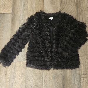 Faux Fur Black Cropped Jacket- Large